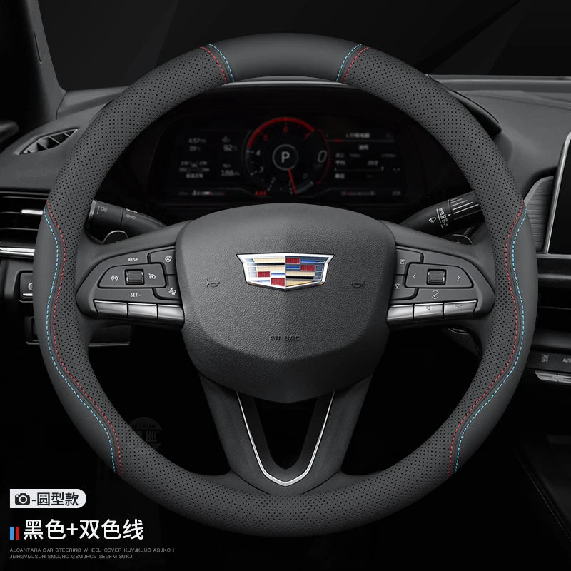For Cadillac CT4 CT5 CT6 XT4 XT5 XT6 ATS CTS XTS SLS SRX Escalade 37-38cm Leather Anti-slip Car Steering Wheel Cover Accessories