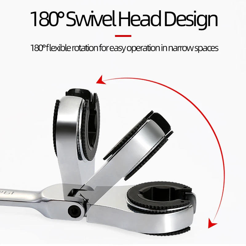 8-19mm Metric Flex-Head Ratcheting Wrench Professional Chrome Vanadium Steel Ratchet Wrenches Fast And Labor-Saving Dual-Use