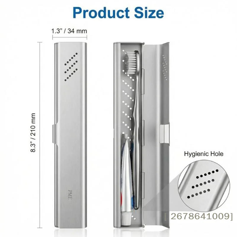 ⚑Empty Aluminum Toothbrush Travel Case, Portable Travel Toothbrush Holder, Durable Manual Tooth Brush Box Container