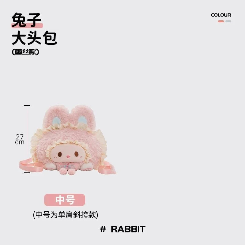 Sweet Lolita Style Plush Bunny Backpack Cute Pink Fluffy Rabbit Shoulder Bag for Girls
