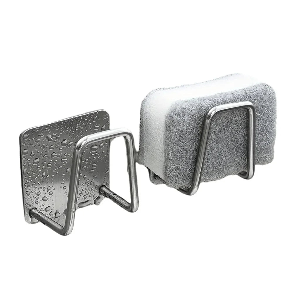 1/5Pcs Kitchen Sponges Holder Stainless Steel Sink Sponges Drain Drying Rack Self Adhesive Storage Holder Wall Hooks Organizer