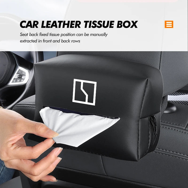 Leather Car Seat Back Tissue Box Storage Bag Interior Accessories For Zeekr 001 MIX 009 007 003 2021 2022 2023 X 7X EV Krypton