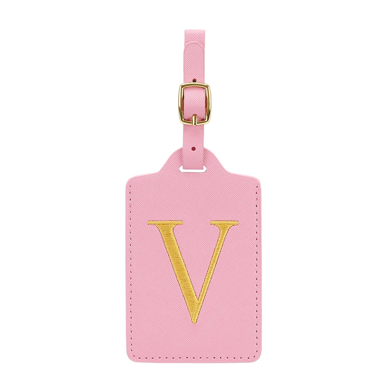 MIYIN 26 letters Luggage Tags for Suitcases PU Leather Privacy Protection Bag Tags Travel Accessories Essential, Pink