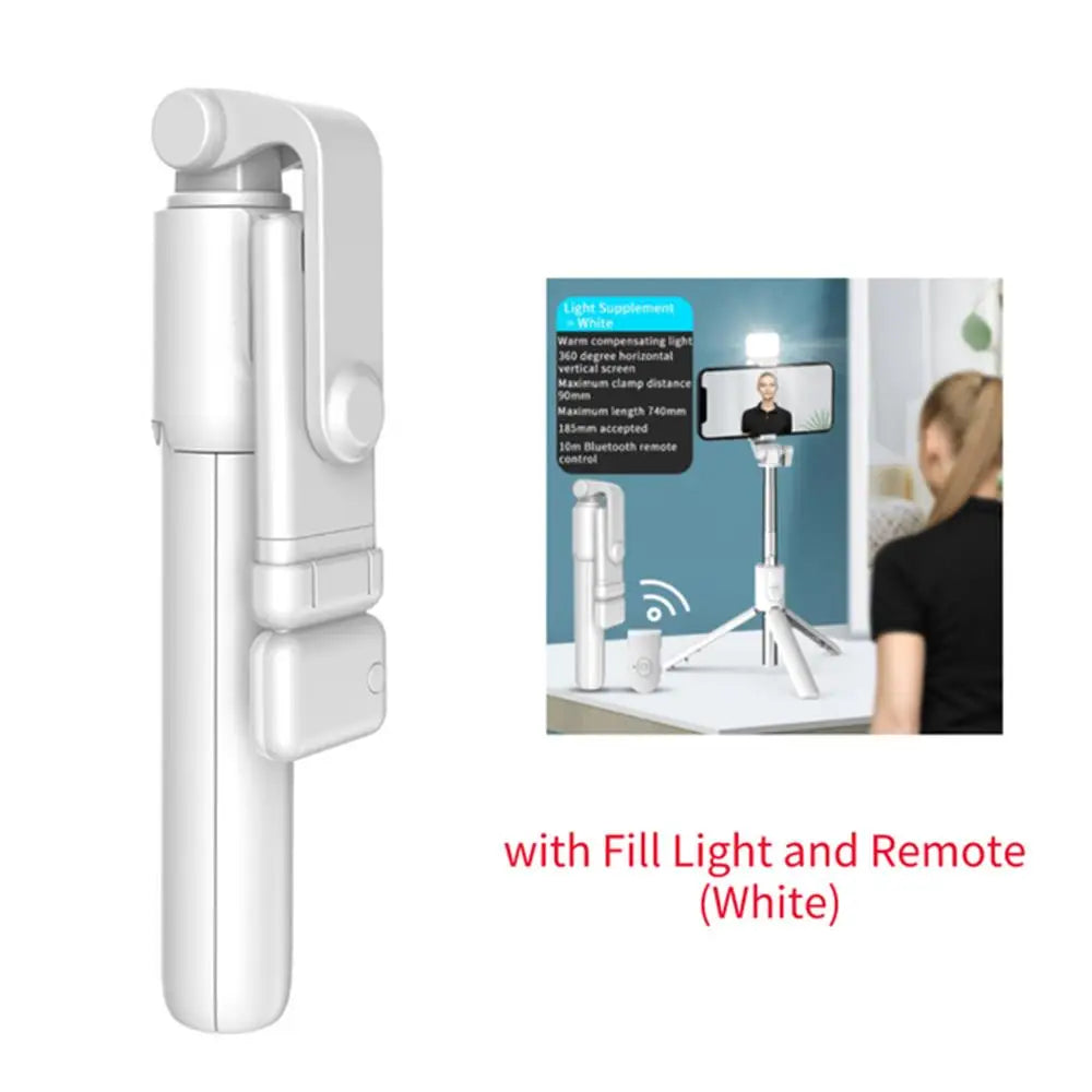 Portable Bluetooth Selfie Stick Tripod Holder With Remote Shutter Fill Light For Phone Live Streaming Live Video Shooting Tool