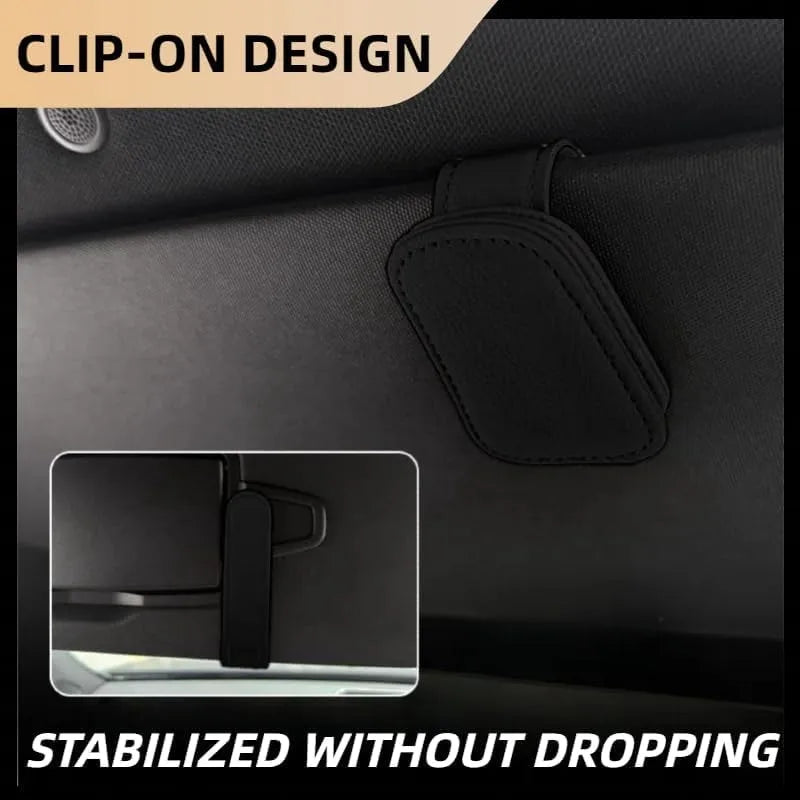Sunglass Holder for Car Visor Sunglasses Clip Magnetic Leather Glasses Eyeglass Holder Truck Interior Car Accessories Black/1PCS