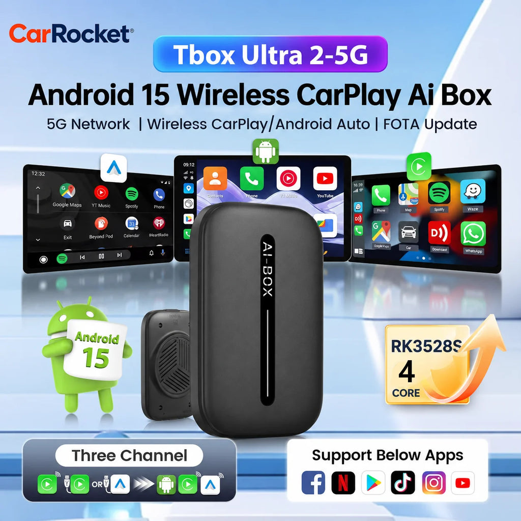 Android 15 Carplay Smart Ai Box Wireless Android Auto Adpater For Youtube Netflix For Lexus Frod Toyota VW Benz Kia MG Haval Fia