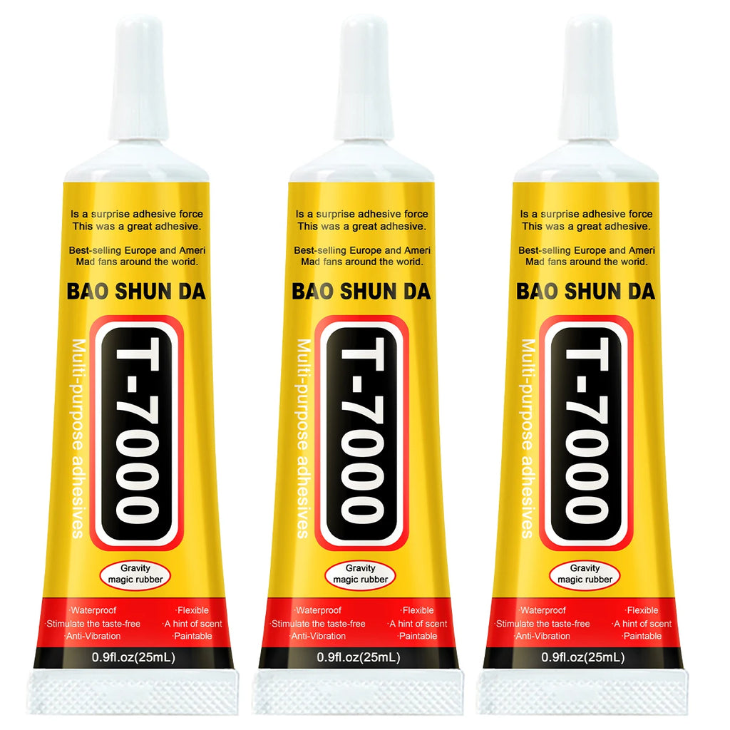 T7000 Black Glue for Mobile Screen Repair, Waterproof Glue for Craft Jewelry, Super Strong Liquid Adhesives, Multi-Purpose Glue for Diy, T-7000 Black Liquid Tool, Super Glue