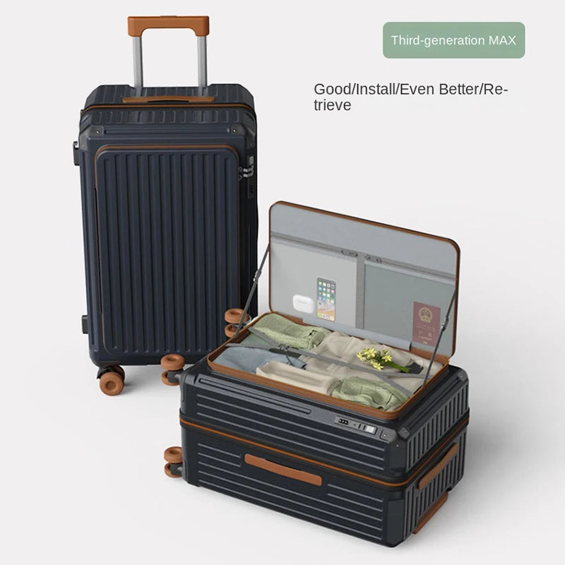 Five Wheels Suitcase 20-28 inch Side-Opening Expandable Deep Compartment Luggage Front Opening Large Capacity Trolley Case