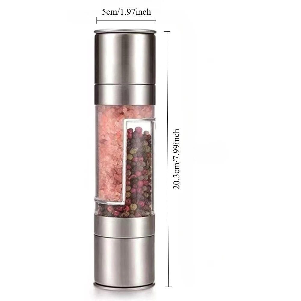 Stainless Steel Salt and Pepper Grinder 2 in 1 Adjustable Coarseness  Spice Mill  for Kitchen Outdoor Barbecue Kitchen Utensils