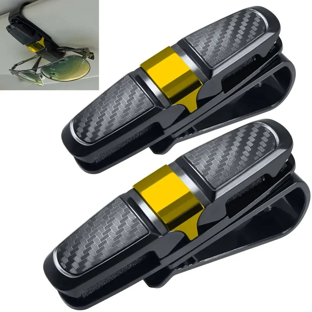 2Pcs Car Sun Visor Sunglasses Clip Car Glasses Holder Portable Ticket Card Clamp ABS Eyeglasses Case Car Interior Accessories