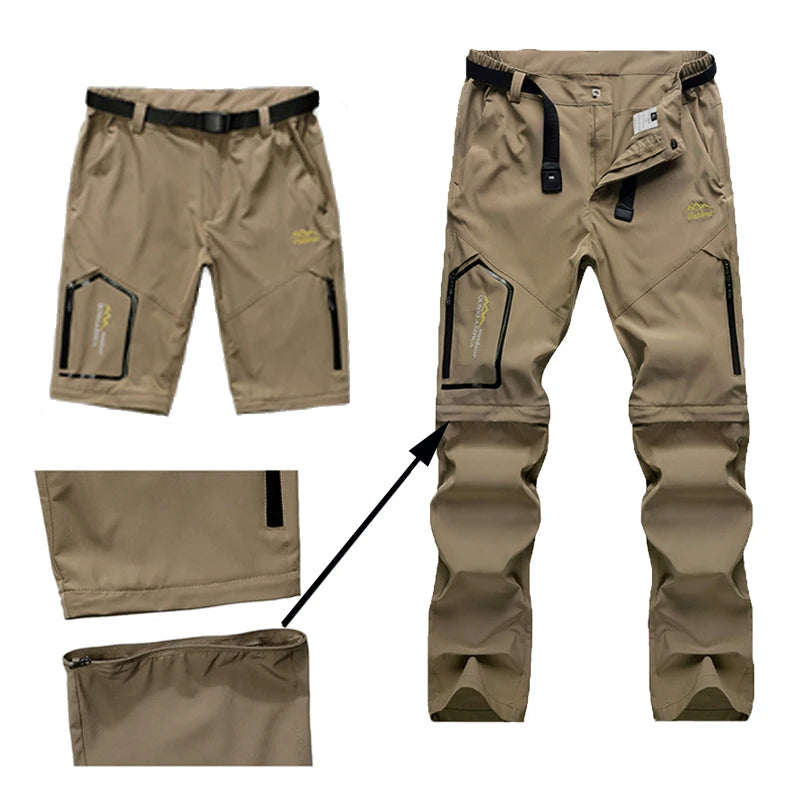 TRVLWEGO Mens Hiking Convertible Pants Waterproof Lightweight Quick Dry Zip Off Fishing Travel Safari Outdoor Cargo Work Trouser