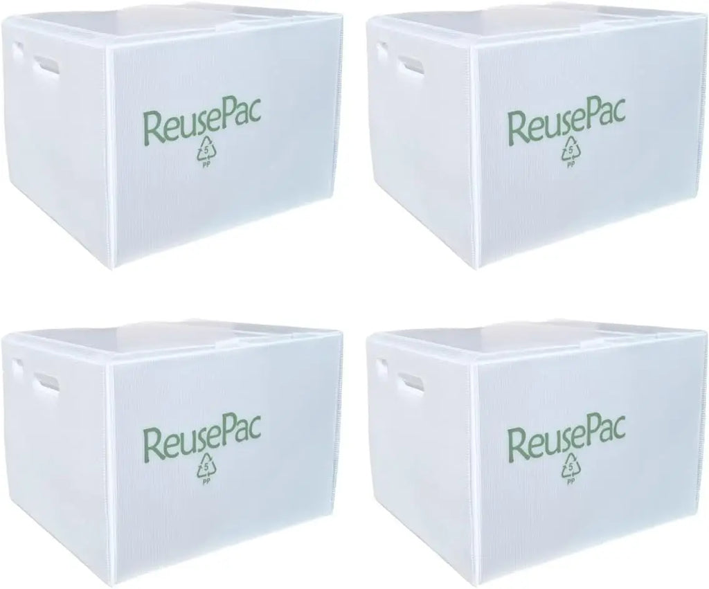 Reusable Foldable Box Corrugated PP Lightweight, Storage Moving Mailing, Heavy Duty Stackable, Tape Free Self-Locking Lid for Business Home (Gray, 18x14x12 in)
