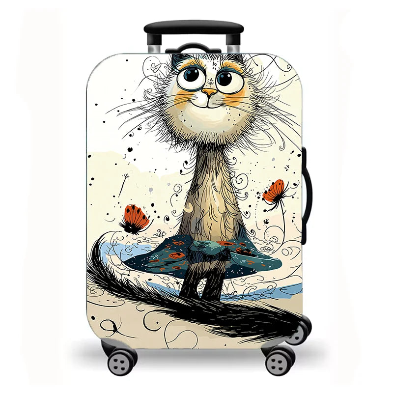 Luggage Cover, Cute Cartoon Cat Kitten Paw Print Stretch Suitcase Protector, Washable Anti-Scratch Travel Baggage Cover