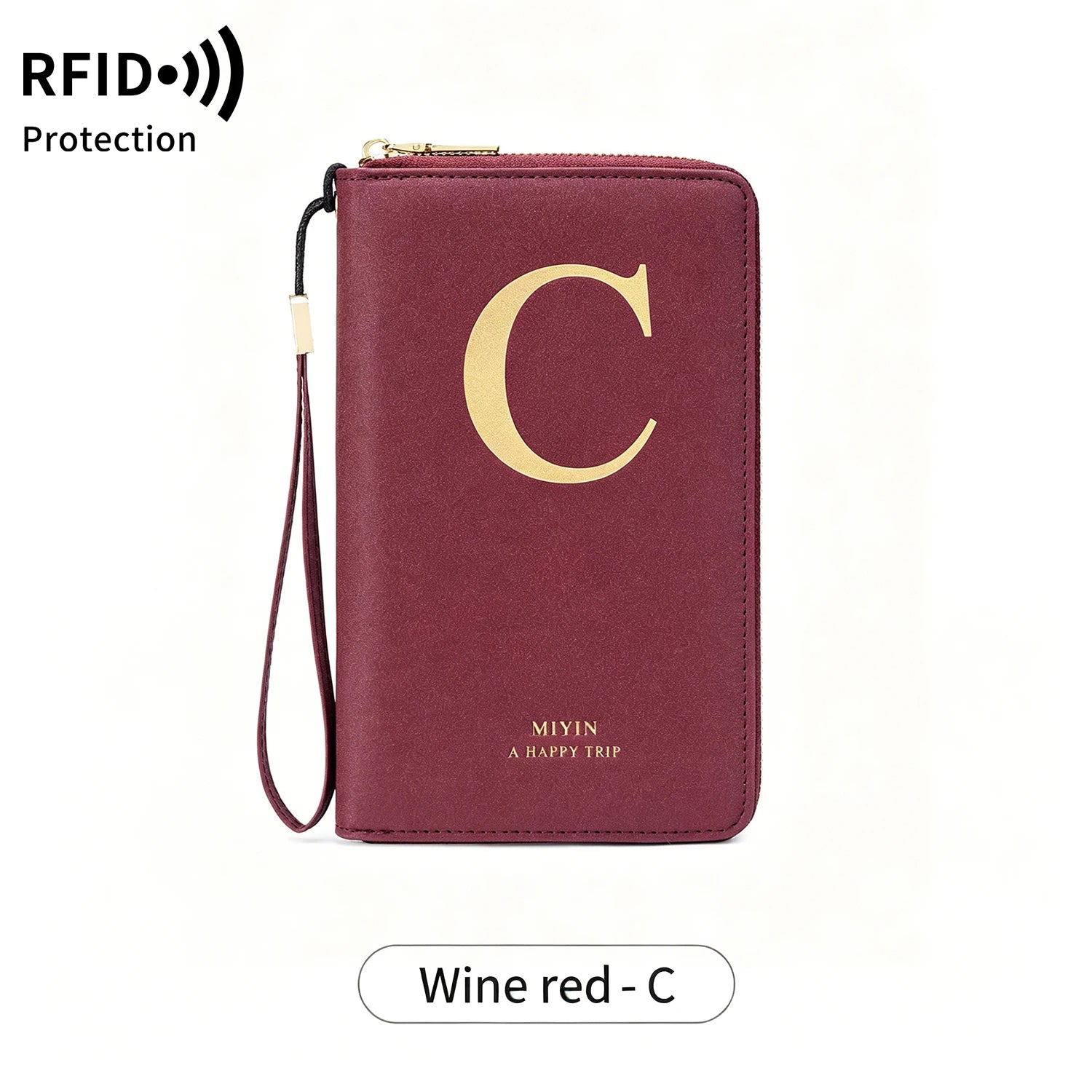 Multi-Functional RFID Blocking Passport Bag Travel Document Holder with Long Zipper Ticket Storage Wallet for Multiple Passports