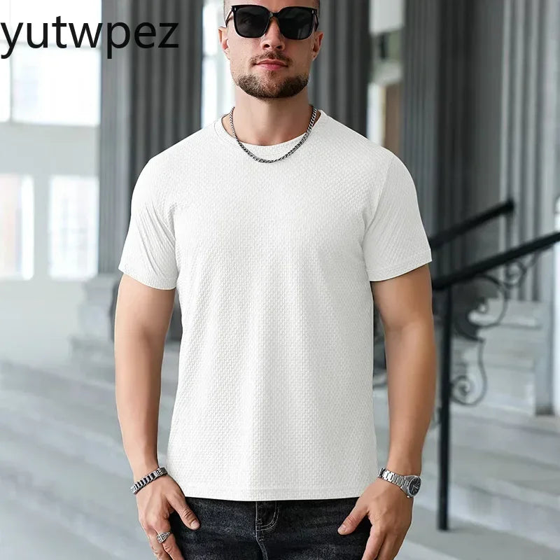 Outdoor Hiking Fitness Sports Running T-shirt Men Summer Ice Silk Thin Top Reflective Printing Quick Dry Breathable T-shirt 6XL