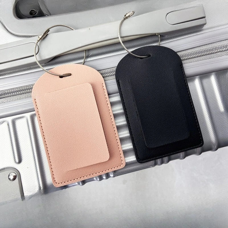 PU Leather Luggage Tag Suitcase Address Label Baggage Boarding Bag Tag Travel Accessories