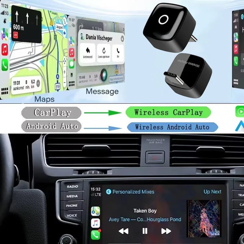 Skilldrive 2026 Upgraded Wireless CarPlay Adapter Wireless Android Auto AI Smart Box Intelligent Systems for Wired CarPlay Car