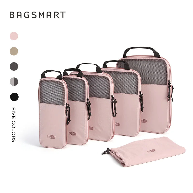 BAGSMART 6PC Compression Packing Cubes Large Capacity Travel Storage Bag Portable Luggage Organizers for Clothes