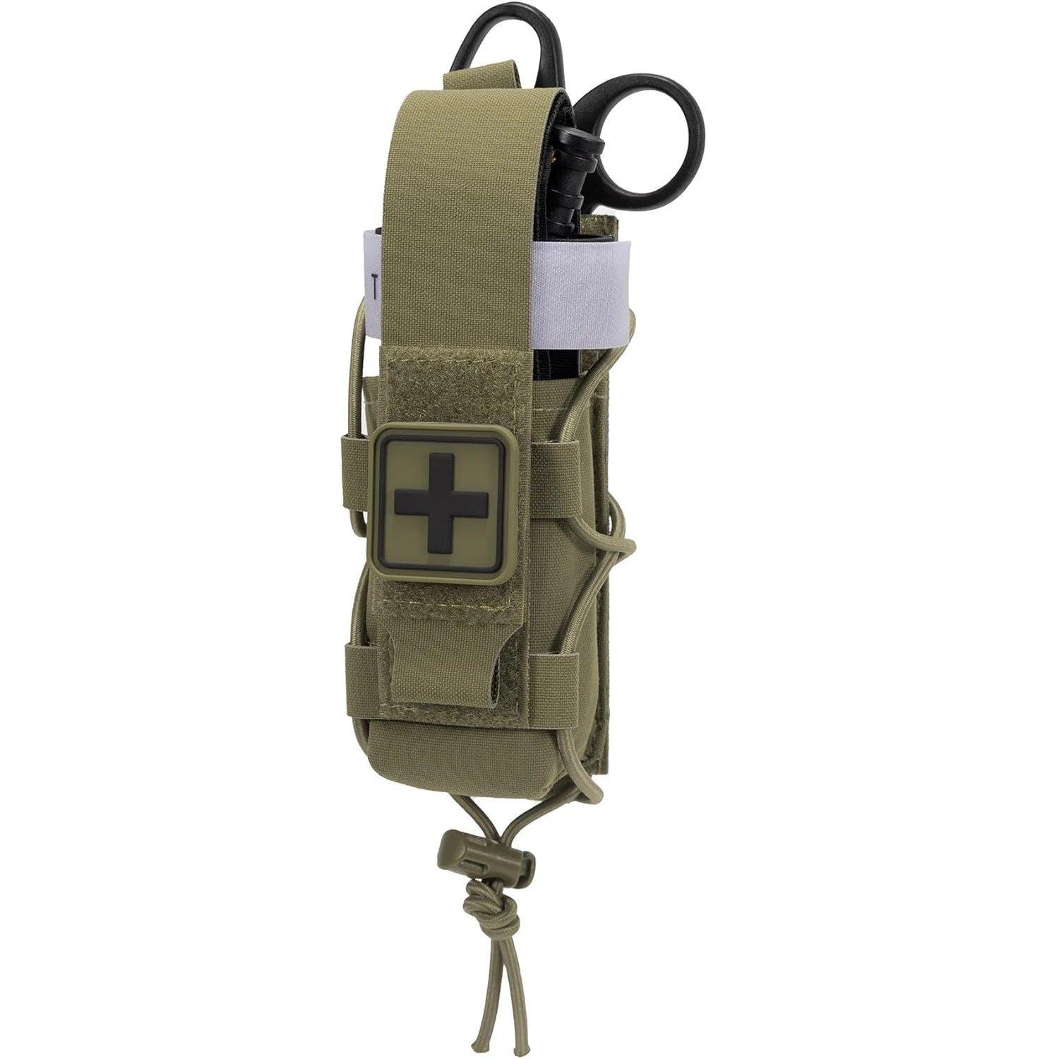 MOLLE Tourniquet Holder IFAK TQ Holder Tactical Medical Pouch Holster First Aid Kit Cross Patch/Bungee Cord with tourniquet