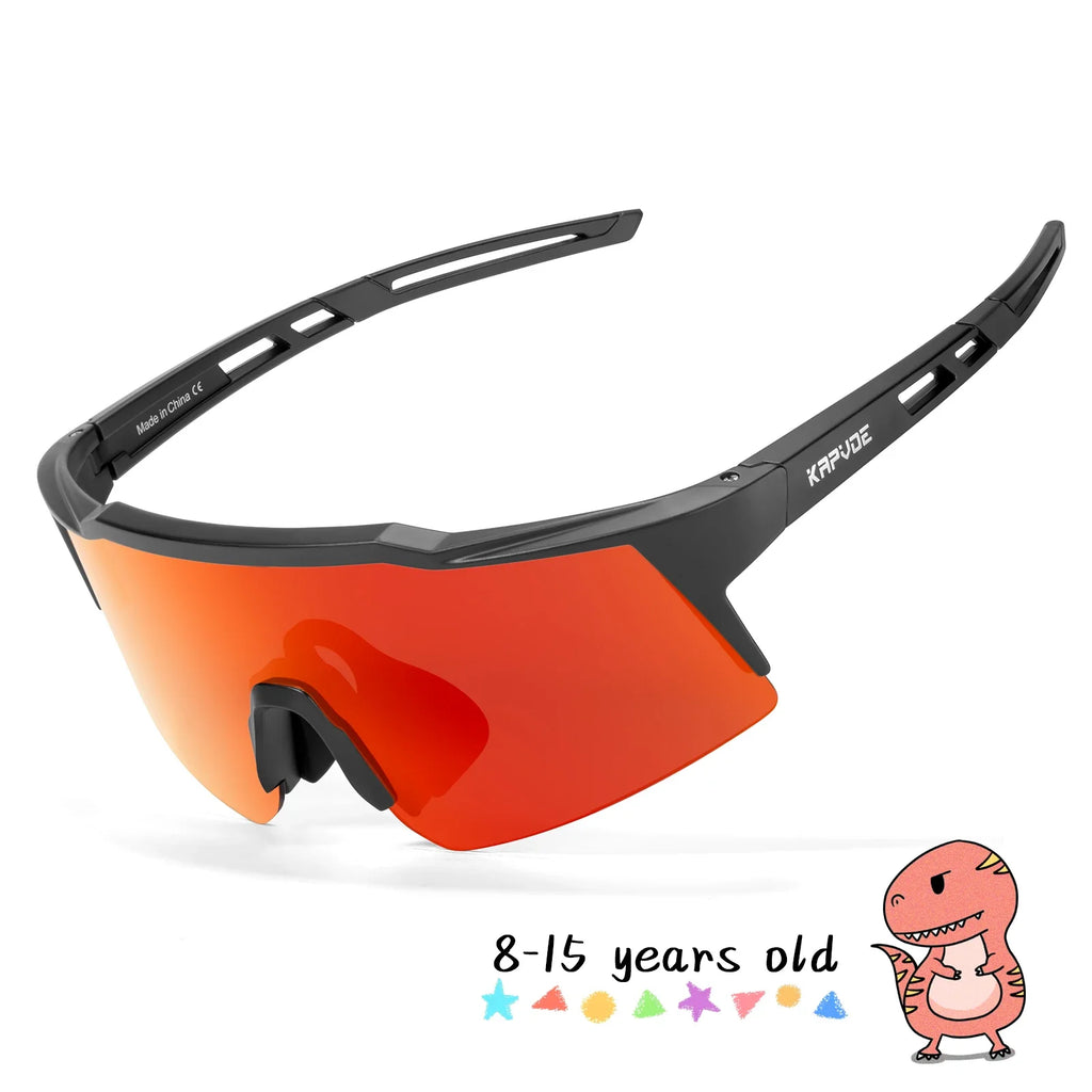 Kapvoe Kids Hiking Eyewear Cycling Sunglasses Aged 8-15 Baseball Running Children Glasses UV400 Sports Riding Bicycle Glasses