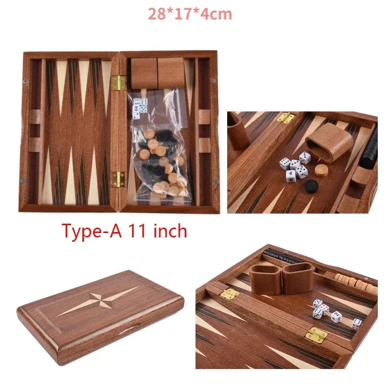 11-17 Inch Wooden Backgammon Luxury Chess Set Foldable Large Backgammon Board Handmade Professional Chess Family Table Game Gift