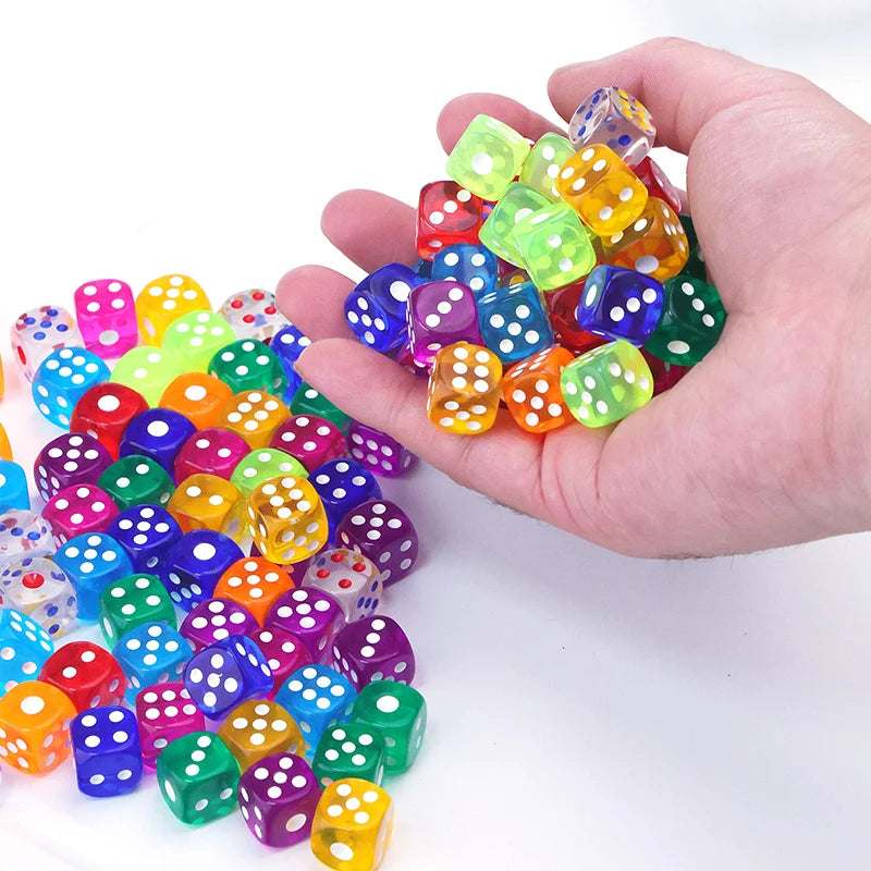 5pcs Six Sided Dice 14mm with Storage Box Transparent Color Acrylic Entertainment Board Game Accessories Gambling Props TMZ