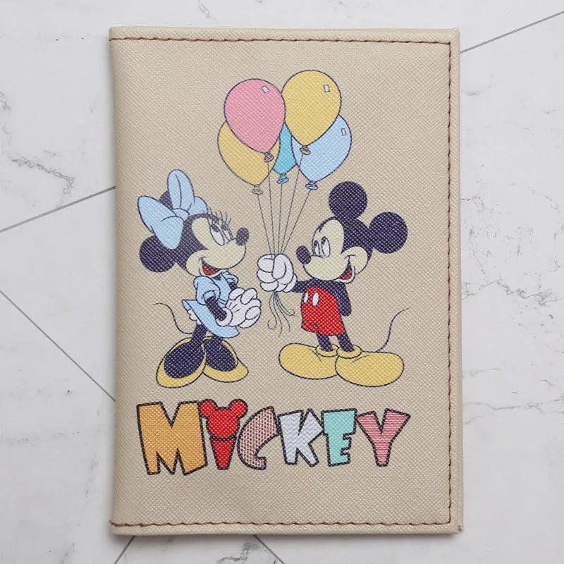 Cartoon Travel Accessories Disney Mickey Princess Passport Holder PU Leather Women Travel Passport Cover Case Card ID Holders