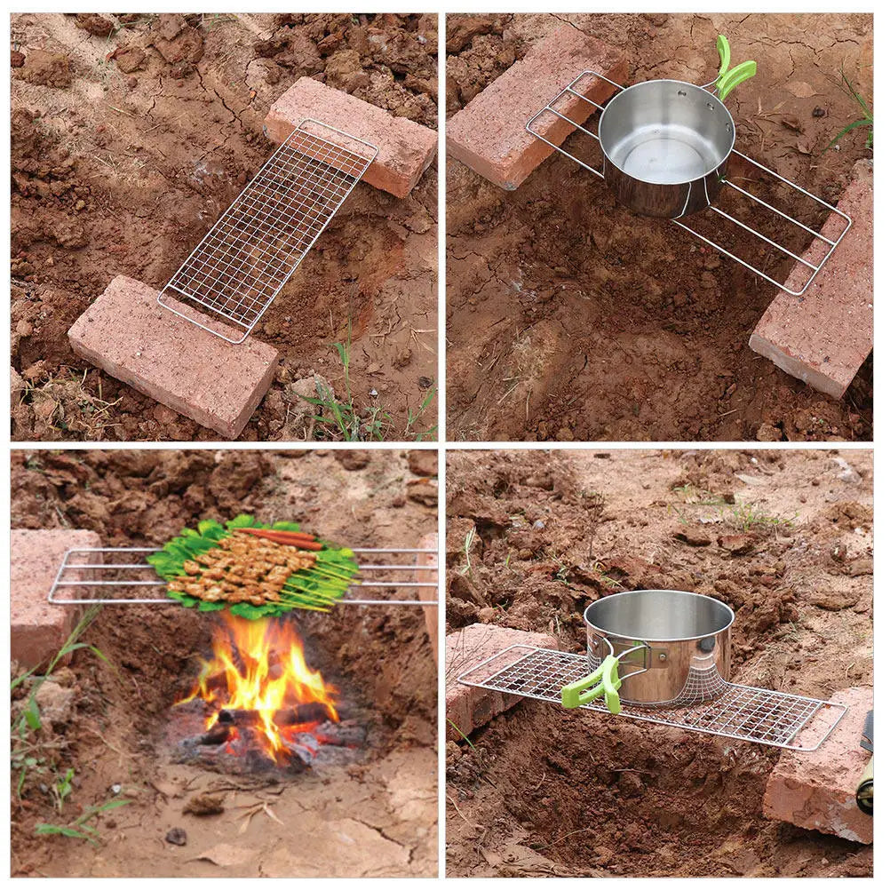3Pcs Stainless Steel Bbq Rack Set High Temp Resistant Non Rust Cooking Grid for Barbecue Grill Outdoor Picnic Camp Cooking Tool