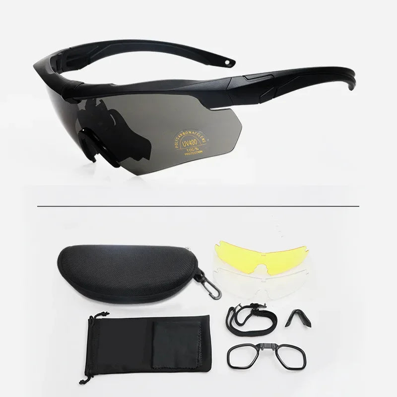 New Style Tactical Goggles CS Airsoft Windproof Shooting Glasses HD 3 Lens Motocross Motorcycle Mountaineering Safe Glasses
