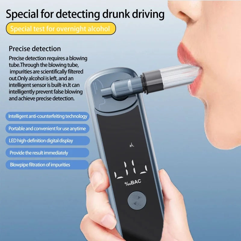1Pc Black Digital Alcohol Tester Professional Alcohol Detector Breathalyzer Alcohl Tester LED Display Drunk Driving Test