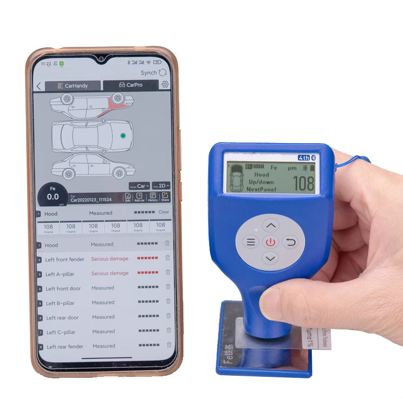 GUOOU LCD Screen Auto Car Paint Film Thickness Gauge Paint Coating Thickness Tester 0-3000μm 0.1μm Fe NFe Probe Gauge