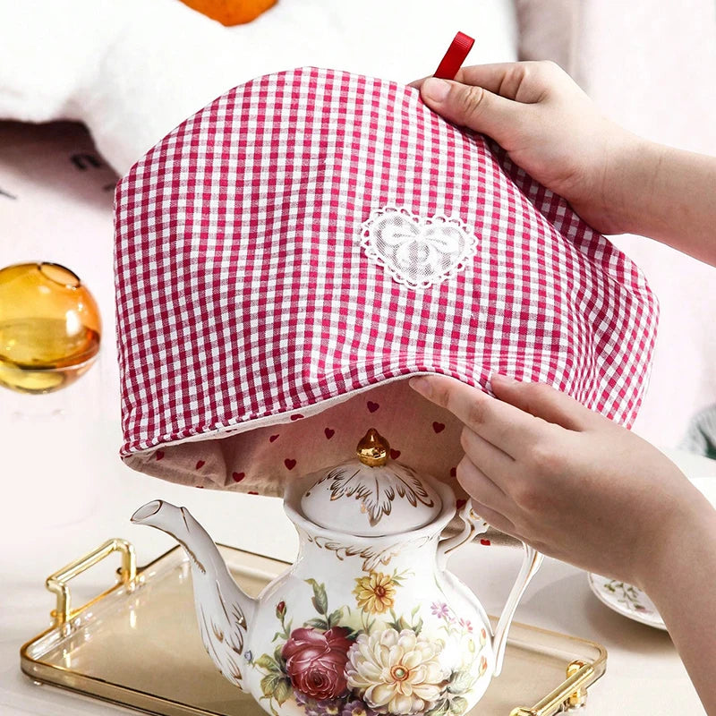 Househeld Teapot Keep Warm Cover Fabric Art Fragment Flower Cotton Dust Cover Anti-scald Cup Kettle Thermal Insulation Cover