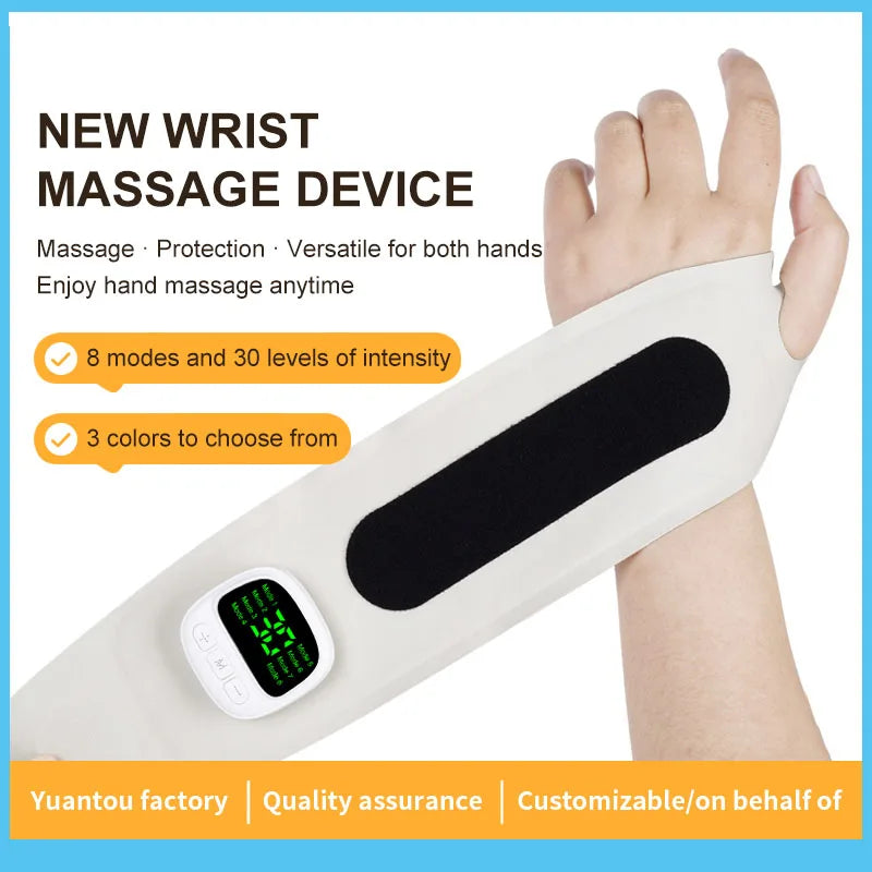 Cordless Wrist Massager USB Rechargeable Wrist Brace Wrap with Massage for Wrist Carpal Tunnel Fatigue Relief for Home Office