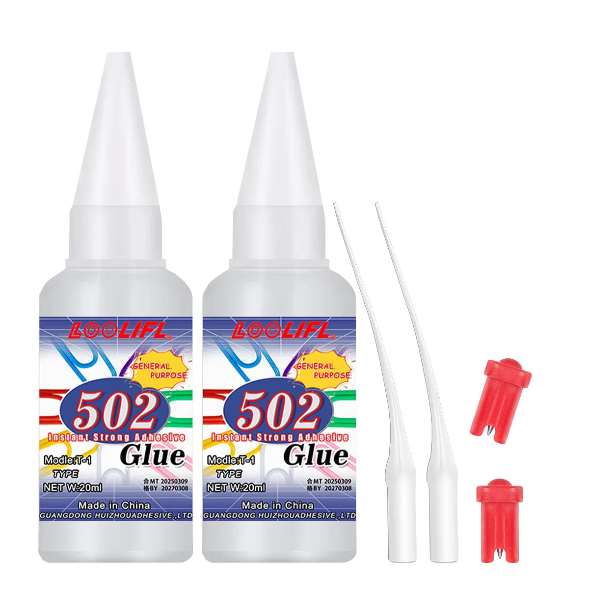 Loolifl, 502 Super Glue, Instant Adhesive, Cyanoacrylic Acid, Strong Repair for Plastics, Wood, and Furniture (with Glue Opener)
