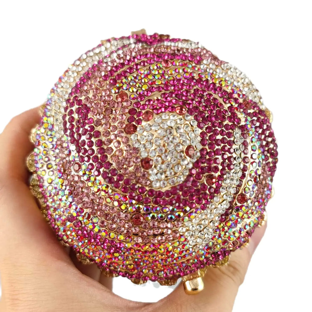 Boutique De FGG Women Mini Cupcake Rhinestone Clutch Purse Crystal Clutch Evening Bag Wedding Purse and Handbag Bridal Party Bag