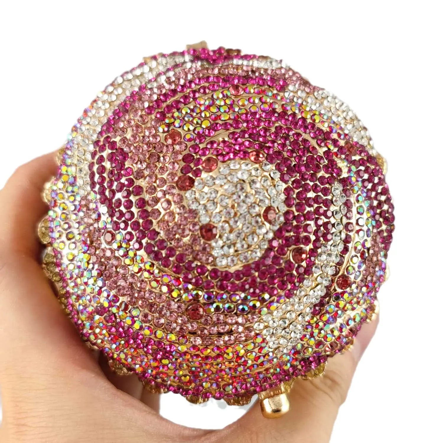 Boutique De FGG Women Mini Cupcake Rhinestone Clutch Purse Crystal Clutch Evening Bag Wedding Purse and Handbag Bridal Party Bag