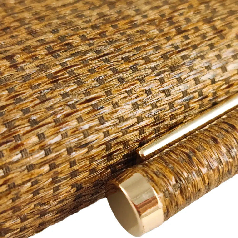 Boutique De FGG Straw Women Metal Clutches Chain Shoulder and Crossbody Bags Ladies Party Cockatail Evening Beach Clutch Purse