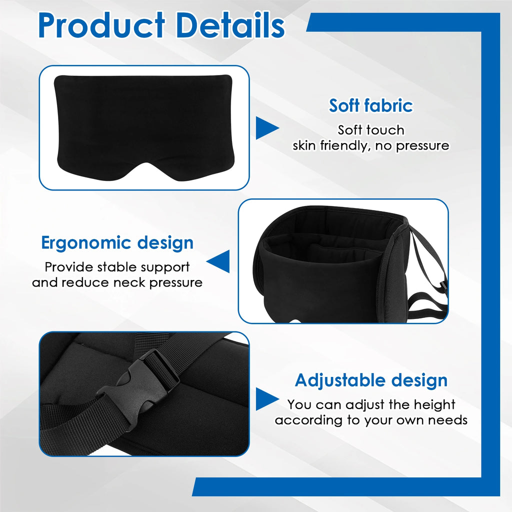 Travel Neck Pillow with Eye Mask 360° Support Airplane Pillow with Storage Bag Comfortable Neck Headrest for Sleeping on Car