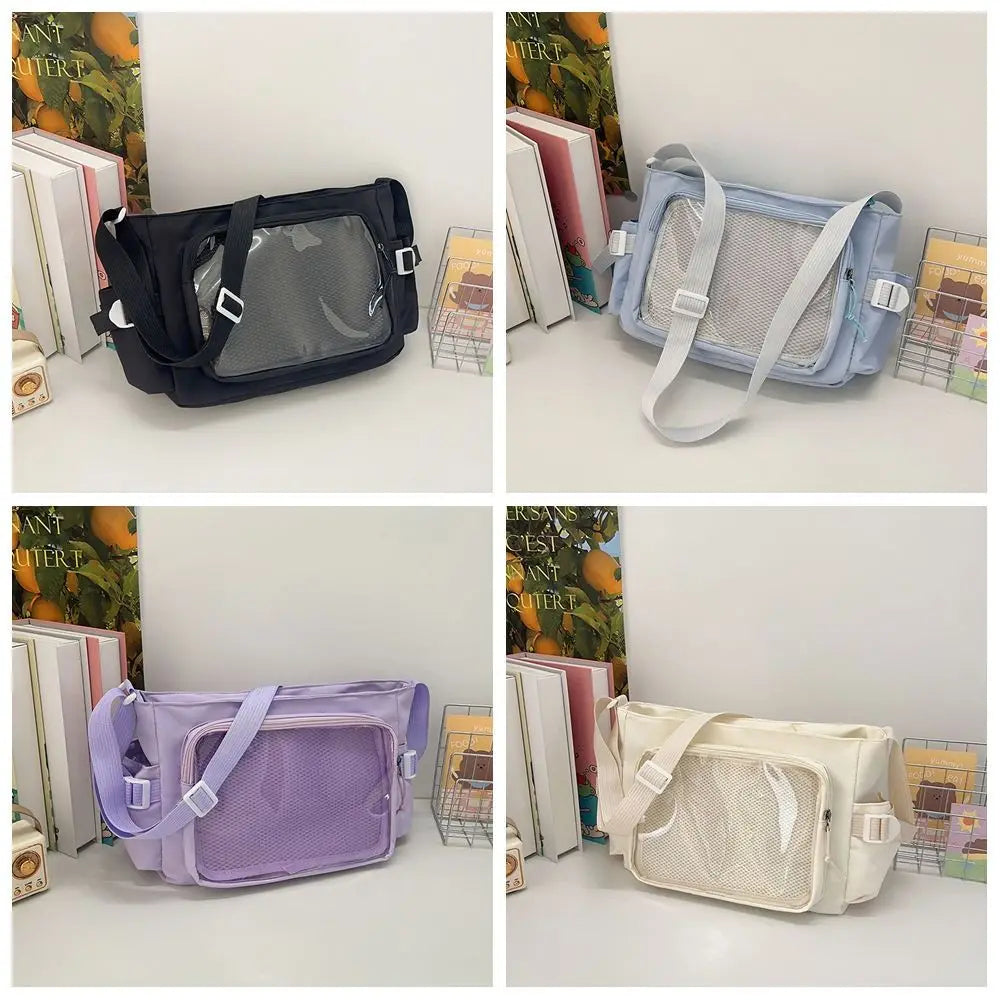 Zipper Bag Solid Color Itabag Nylon Cotton Doll Bag Transparent Bags Wallet Idol Merchandise Storage Shoulder Bag Gift