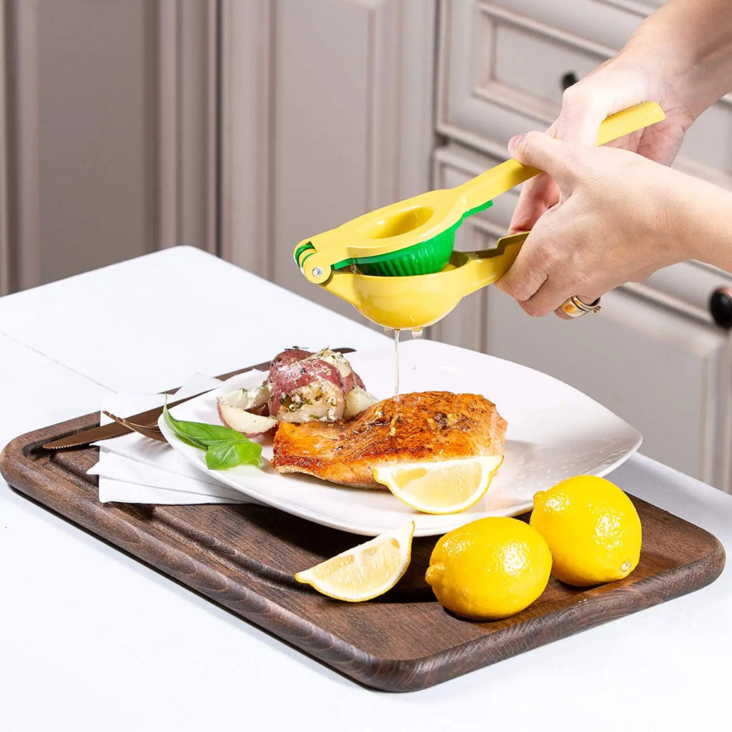 LMETJMA 2 Bowl in 1 Lemon Squeezer Premium Aluminum Alloy Lemon Juicer Press Manual Orange Citrus Lime Juicing Tools JT02
