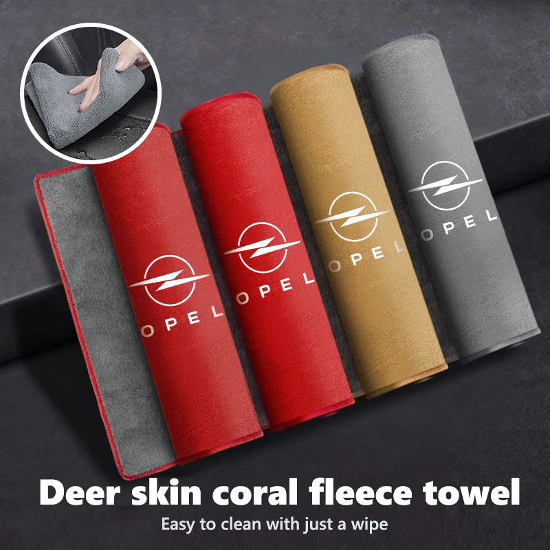 For Opel Car Deer Skin Coral Velvet Wiping Cleaning Absorbent Towel Insignia Corsa Zafira Meriva Mokka Astra H K C D