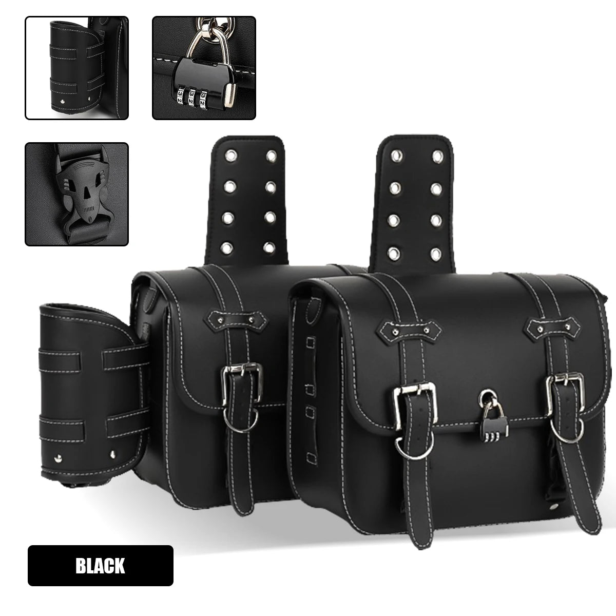 Retro Fashion Motorcycle Saddle Bags Pouch Storage Case Side Luggage Tank Suitcase Waterproof PU Leather Motorbike Accessories