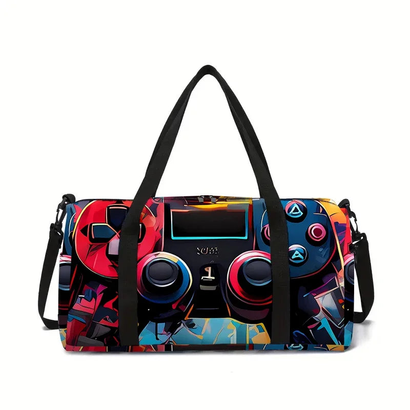Neon Game Controller Large Capacity Luggage Bag  For Boy And Girls Best Gifts 2D Cartoon Travel Duffels Hand Bag For Children