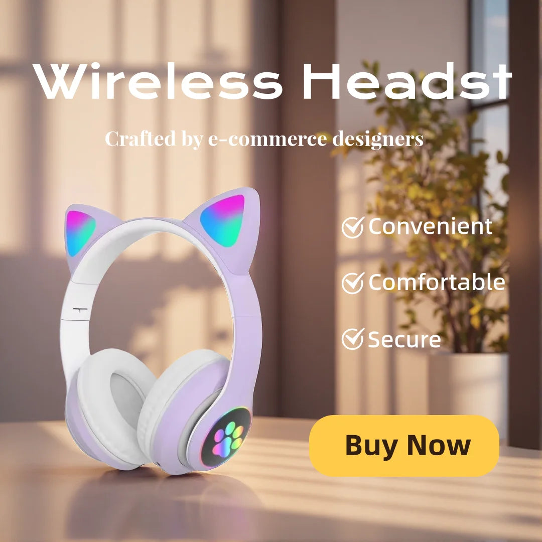 Cat Shaped Wireless Bluetooth Earphones Handsfree Earbuds with Microphone for All Phones Fashion Headphoens Game Headset