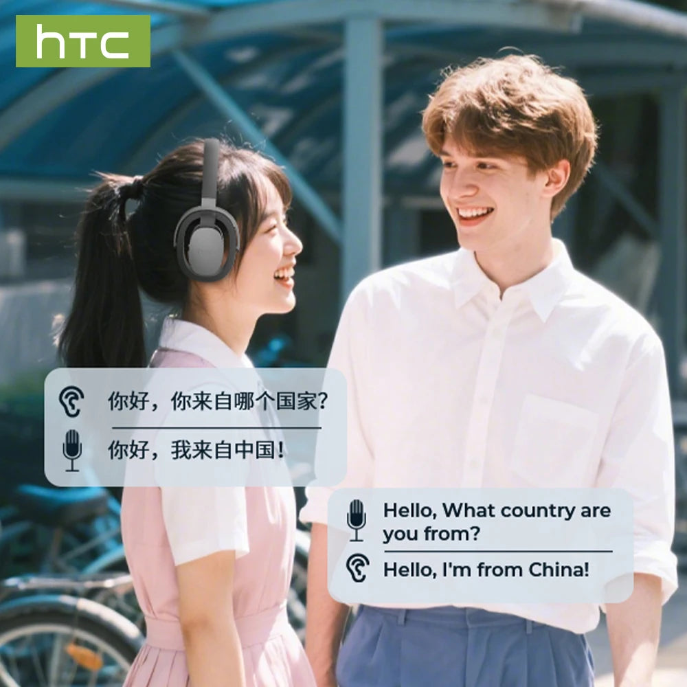 Wireless Game Earphones HTC HP07 AI Translator Headset with Mic, Comfortable Sports Headband, Immersive Audio for Running Gym