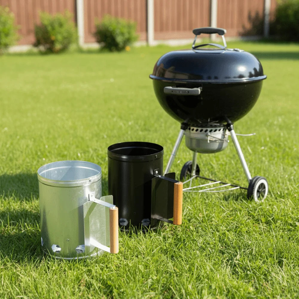 With Handle BBQ Carbon Barrel Stainless Steel Heat-resistant Camping BBQ Coal Lighter Can with Thickened Insulation Panels