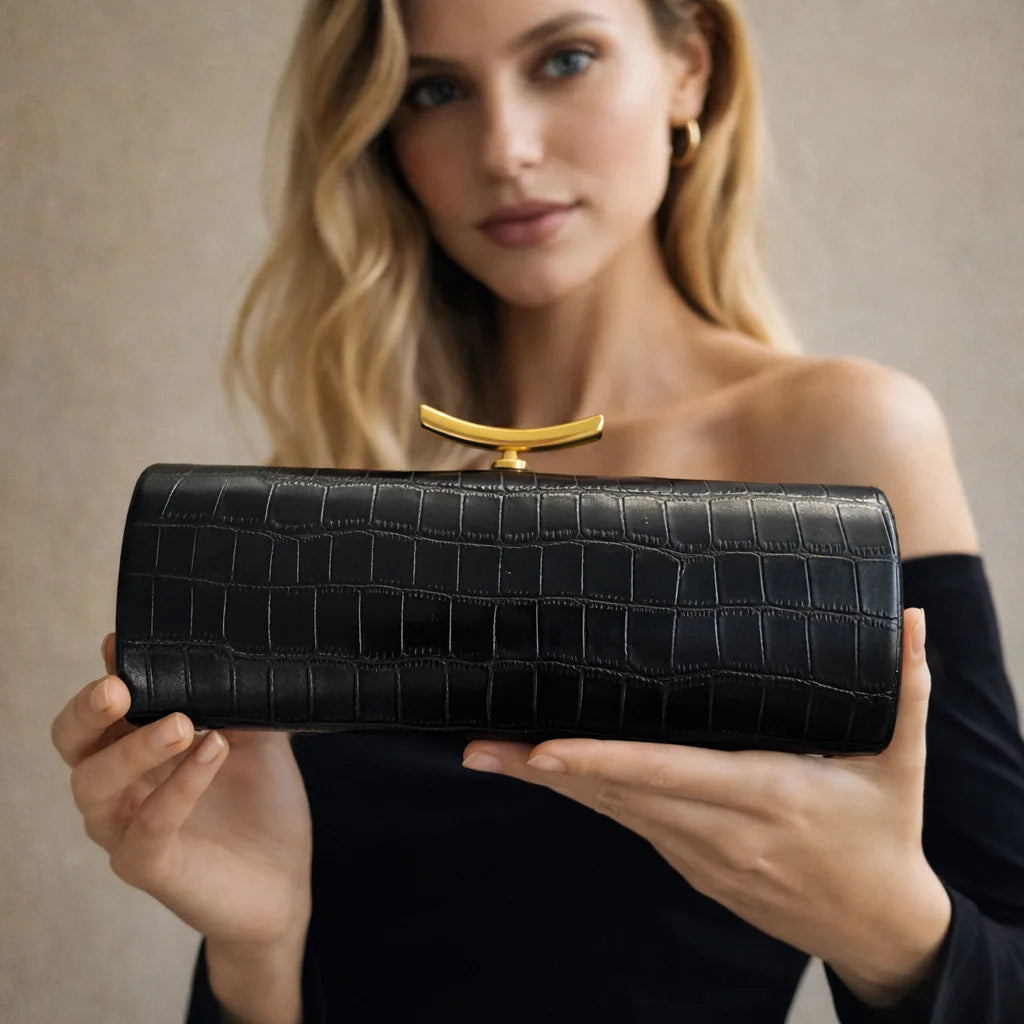 Crocodile Pattern Brand Women's Handbag Brown New Gold Chain Rectangular Bag High-end Luxury Designer Shoulder Messenger Bag