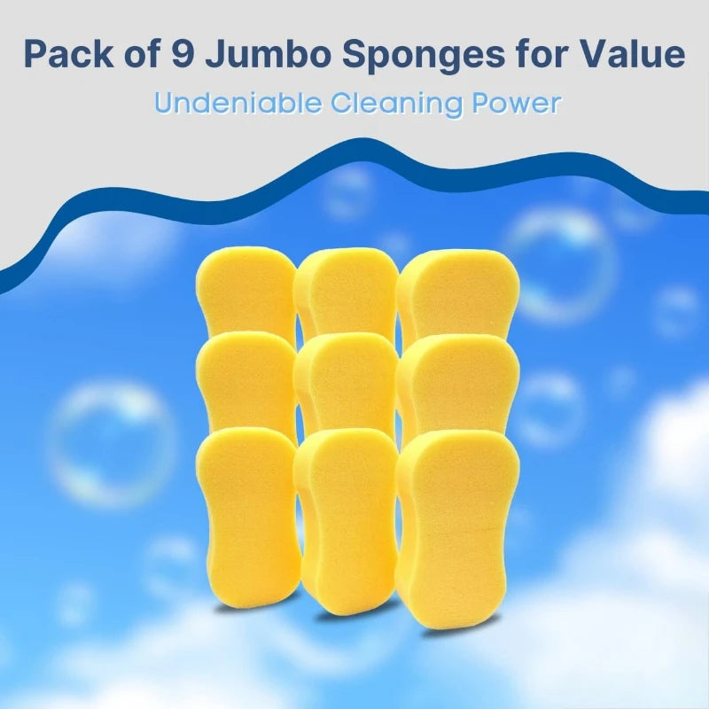 Car Sponges Pack of 9 - Large Washing and Cleaning Supplies for Auto Care