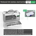 Stainless Steel Toolbox Organizer Electronics Car Mechanic Tool Case Thickened Hardware Storage Tools Case Handheld Toolbox