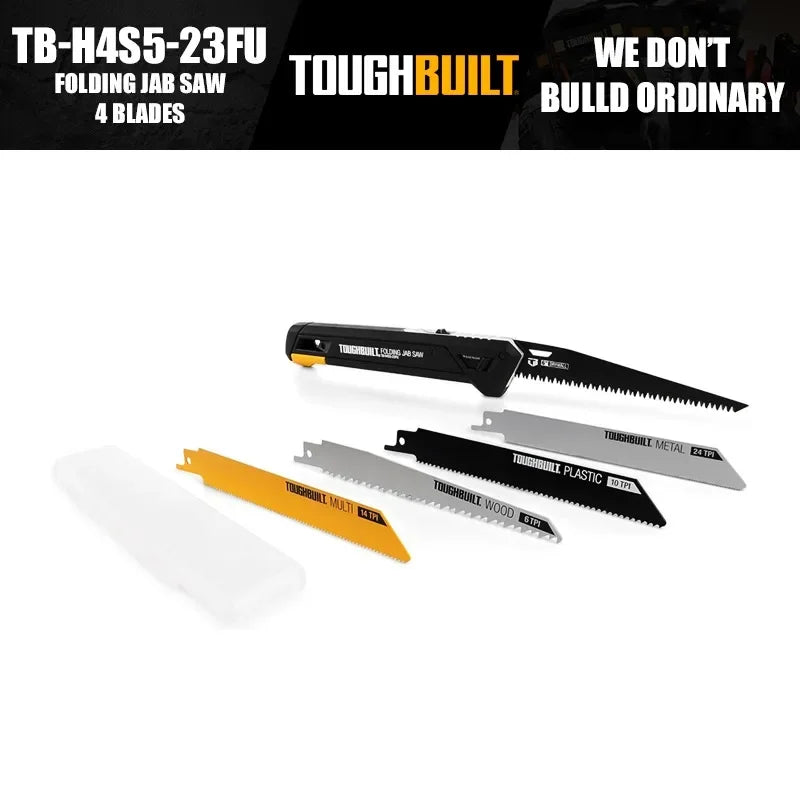 ToughBuilt TB-H4S5-23FU Folding Jab Saw + 4 Blades Hand Tools Accessories Construction Renovation Tools